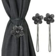 thumbnail image 1 of Vintage Black-Silver Magnetic Curtain Tiebacks (Resin) for Window Drapery - Set of 2, 1 of 4