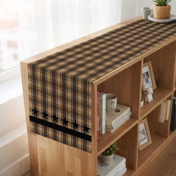 Vintage Black Star on Buffalo Checkered Table Runner 36 Inches Long,Table Runners Dresser Scarves Western Farm Decorative Tabletop Scarf for Home Kitchen Dining Holiday Party Tables