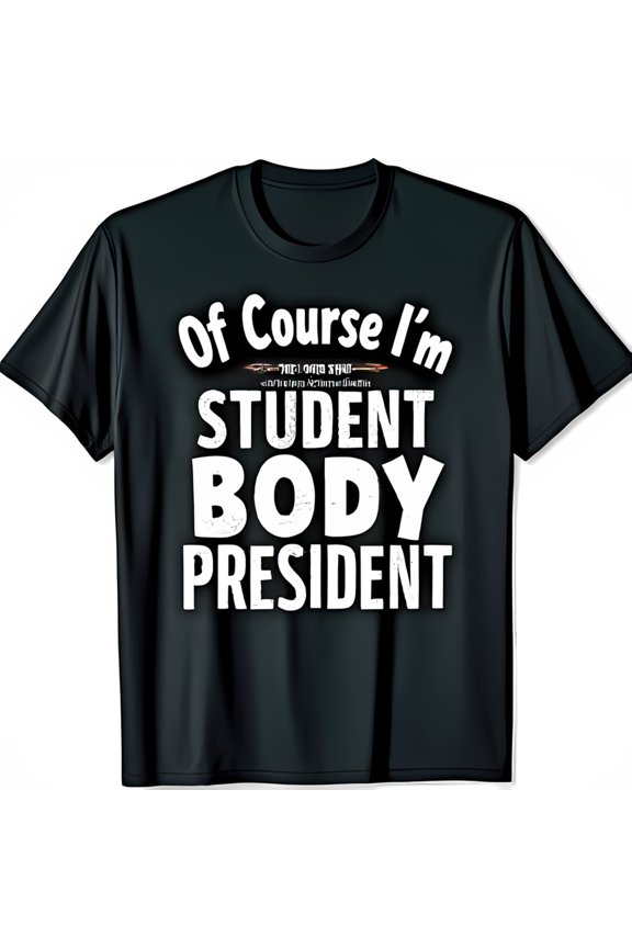 Vintage Black T-Shirt 'Of Course I'm Student Body ' with Arrow Design