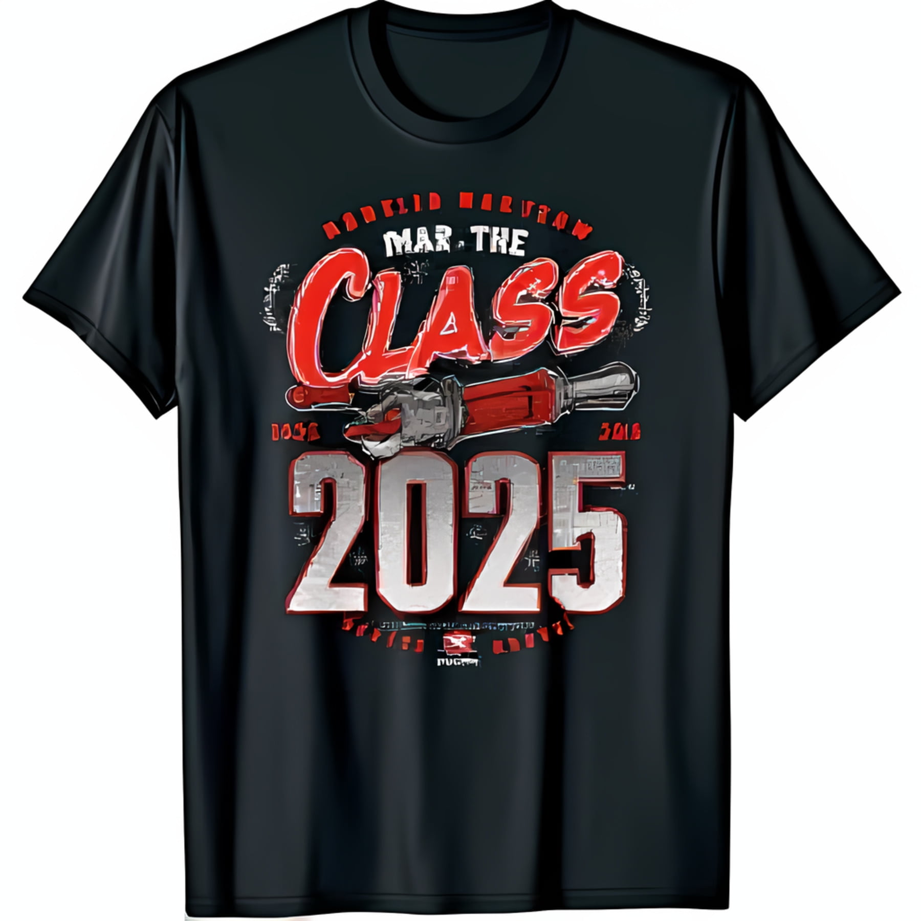 Vintage Black TShirt for Class of 2025 Bold Red 'Mar The Class