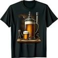 thumbnail image 1 of Vintage Black T-Shirt with Artistic Stein and Mug Graphic for Lovers, 1 of 5