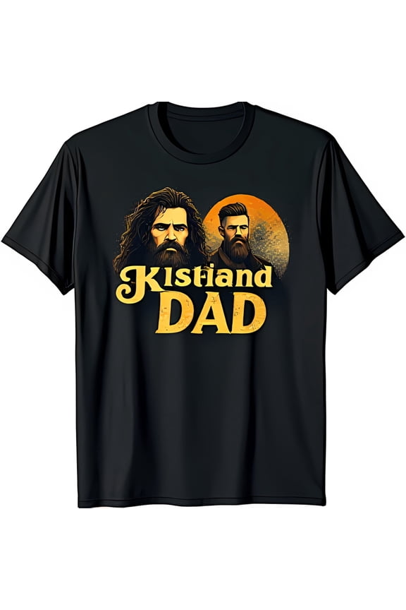 Vintage Black T-Shirt with Bearded Men Graphic & Kistiand DAD Text