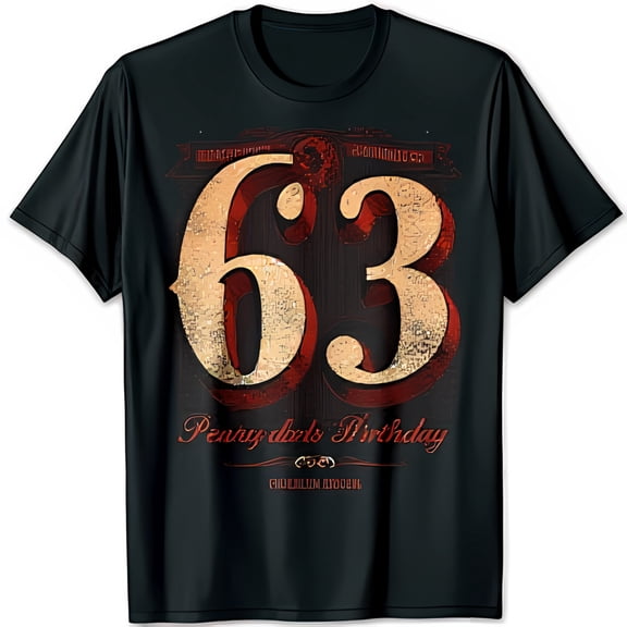 Vintage Black T-Shirt with Bold 63 Graphic & darls Birthday Design
