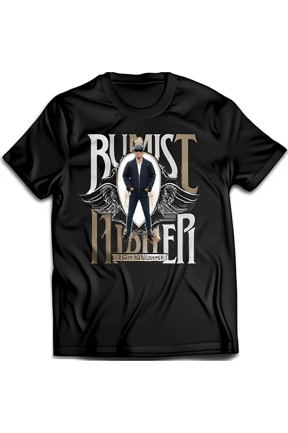 Vintage Black T-Shirt with Bold 'Bumist Piper' Graphic and Wing Design