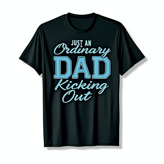 Vintage Black T-Shirt with Bold Light Blue Just an Ordinary Dad Graphic