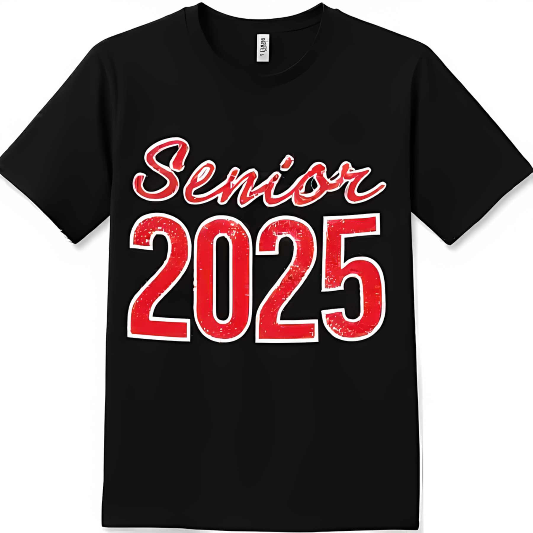 Vintage Black TShirt with Bold Red 'Senior 2025' Design for Graduating Seniors