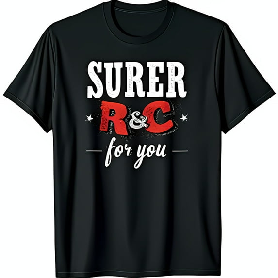 Vintage Black T-Shirt with Bold Surer R&C for You Design & Stars