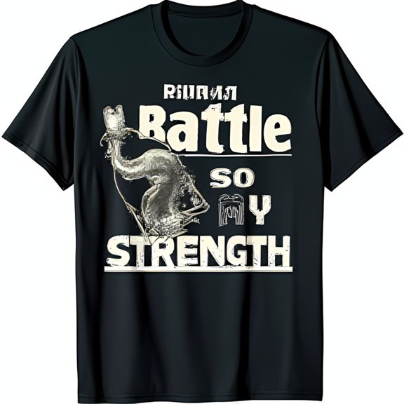 Vintage Black T-Shirt with Camel Graphic & Battle So My Strength Print