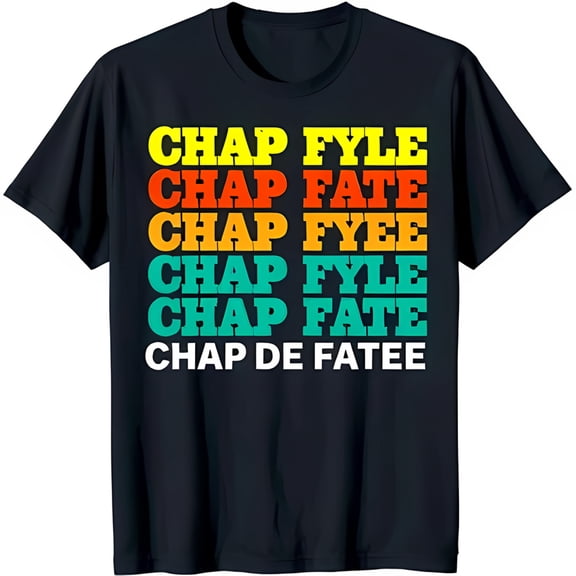 Vintage Black T-Shirt with Colorful 'Chap' Design Bold Typography & Unique Style