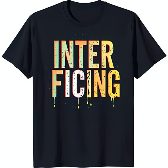 Vintage Black T-Shirt with Colorful Dripping 'Interficing' Graphic Design