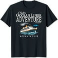 Vintage Black TShirt with Cruise Ship & Manta Ray Design E Rulers