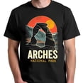 thumbnail image 1 of Vintage Black T-Shirt with Delicate Arch Graphic Arches Park Design, 1 of 5