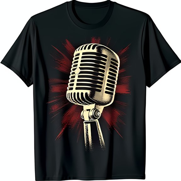 Vintage Black T-Shirt with Design & Radial Pattern