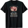 thumbnail image 1 of Vintage Black T-Shirt with Elegant & Roses Graphic Stylish Casual Wear, 1 of 5