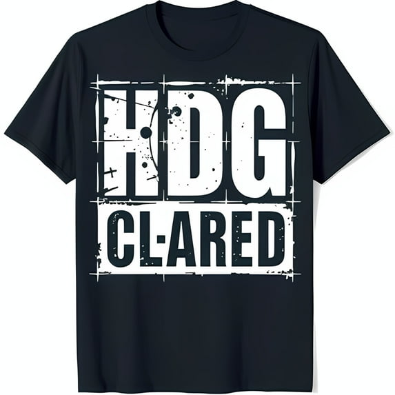 Vintage Black T-Shirt with HDG CL ARED Graphic Stamp Design Retro Style