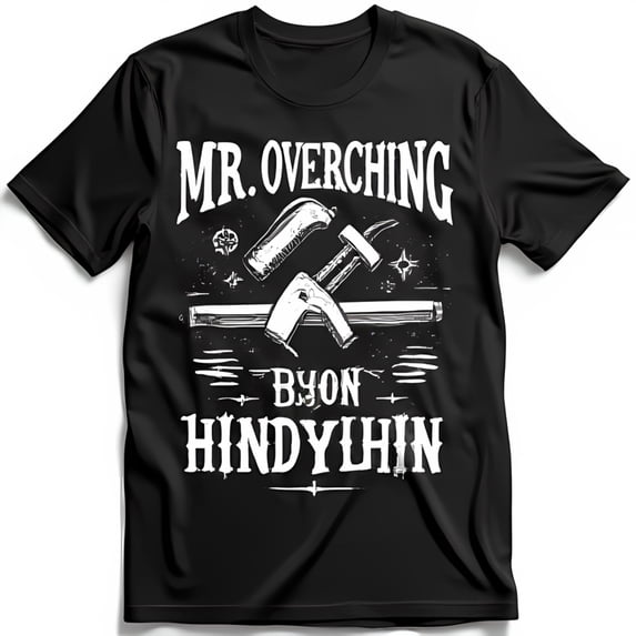 Vintage Black T-Shirt with Hammer Nail & Can Graphic