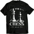 thumbnail image 1 of Vintage Black T-Shirt with King & Pawn Chess Graphic 'FOR Y CHESS 20118', 1 of 5