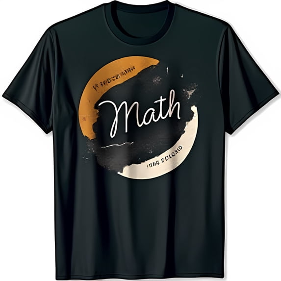 Vintage Black T-Shirt with 'Math' Design Gold Circle & Inspiring Phrases