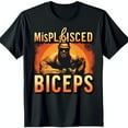 Vintage Black TShirt with Muscular Man Flexing Biceps Graphic Retro