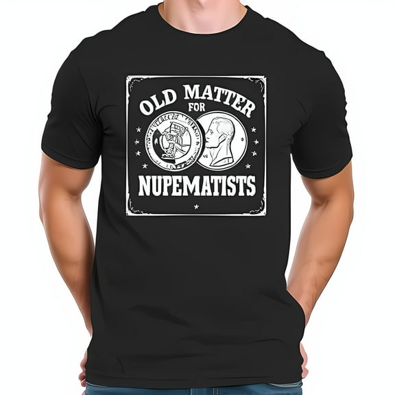 Vintage Black T-Shirt with Numismatics Graphic - "OLD MATTER FOR NUMISMATISTS" Design