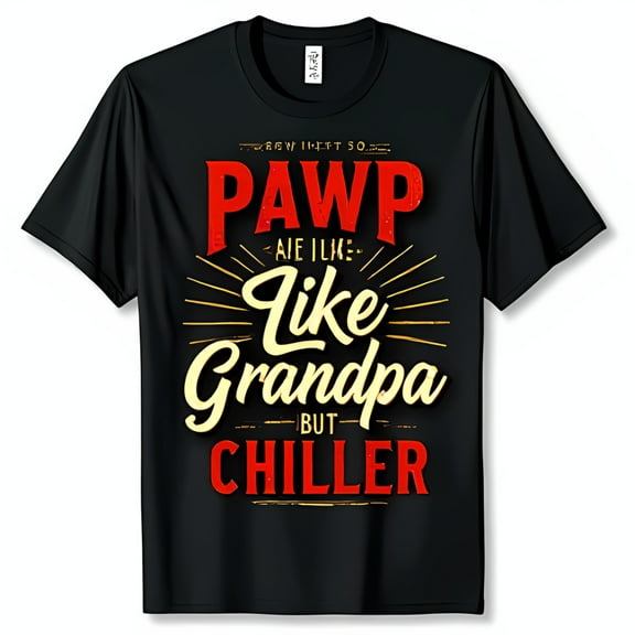 Vintage Black T-Shirt with 'Pawp' Graphic Retro Style Tee