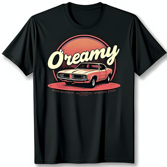 Vintage Black T-Shirt with Pink Muscle Car Graphic & Inspirational Quote