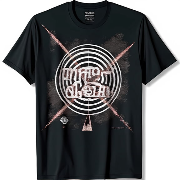 Vintage Black T-Shirt with ' Planet' Circular Graphic Design