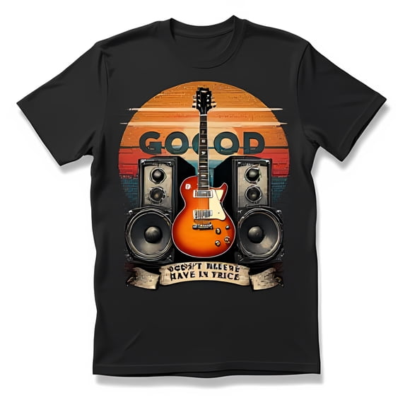 Vintage Black T-Shirt with & Retro Sunset Graphic