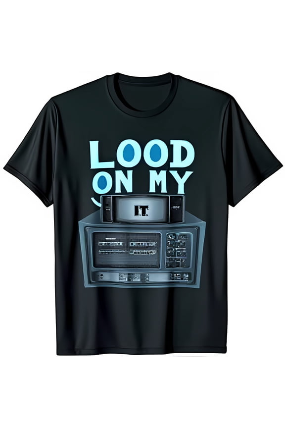 Vintage Black T-Shirt with Retro TV Graphic IT & LOOD ON MY Design
