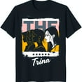 thumbnail image 1 of Vintage Black T-Shirt with Retro Women's Faces Graphic 'THE Trina' Design, 1 of 5