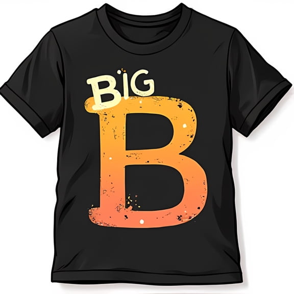 Vintage Black T-Shirt with Retro & Yellow B Graphic