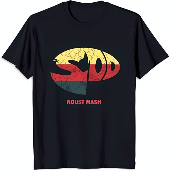 Vintage Black T-Shirt with 'SOD' Graphic & 'ROUST MASH' Design