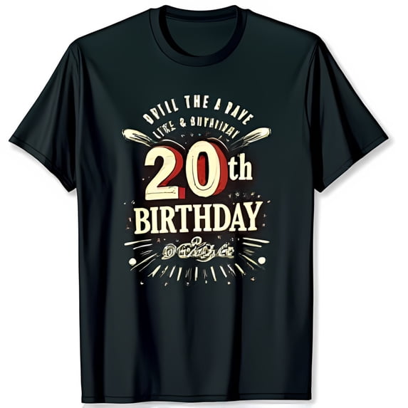 Vintage Black T-Shirt with THE A RAVE Graphic 20th Birthday Design
