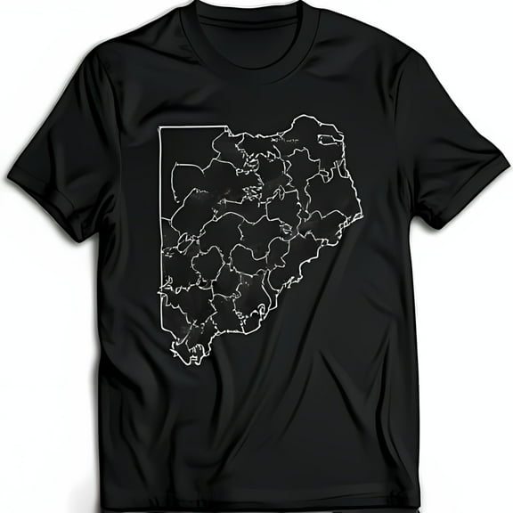 Vintage Black T-Shirt with White Outline Graphic Casual Style