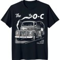 Vintage Black TShirt with White Truck Graphic & 'The O C' Text Retro