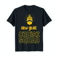 thumbnail image 1 of Vintage Black T-Shirt with Yellow Cruise Ship Graphic New Year Cruise Squad, 1 of 5