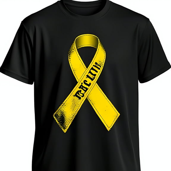 Vintage Black T-Shirt with Yellow Ribbon & Bow Design