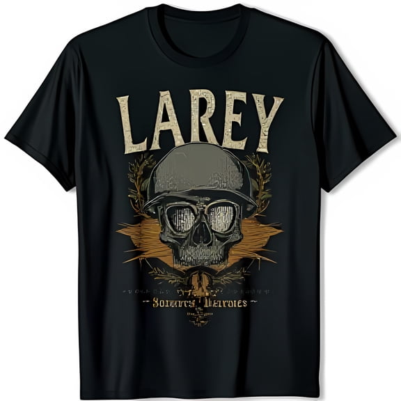 Vintage Black T-Shirt with in & Glasses 'LAREY' Soldiers' Heroes Design