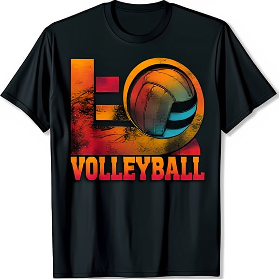Vintage Black Volleyball T-Shirt with Graphic Design Bold & Colorful