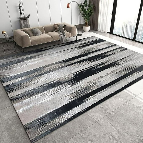 Vintage Black And White Gray Graffiti Art Area Rugs, Abstract Distressed Traditional Indoor Non-Slip Kids Rugs, Washable Breathable Durable Carpet For Front Entrance Floor Decor 3 x 5ft