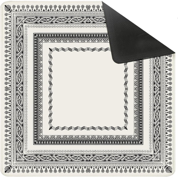 Vintage Black and White Mahjong Mat for Table 31.5 X 31.5 in, Gifts for Mahjong Players, Traditional Oriental Chinoiserie Chinese Anti-Slip Table Cover Tablecloth for Poker Board Card Tile Game