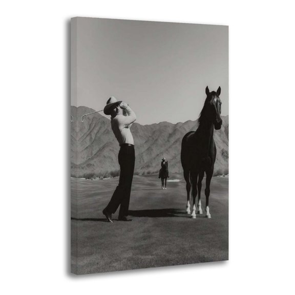 Vintage Black And White Western Cowboy Retro Golf Print Photo Art Painting Canvas Poster Home Decorative Bedroom Modern Decor Posters Gifts 16x24inch(40x60cm)