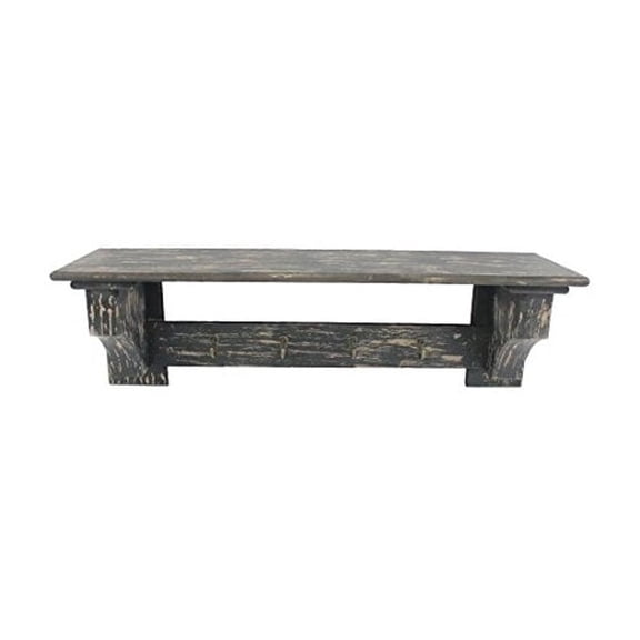 Wood Shelf With 4 Hooks
