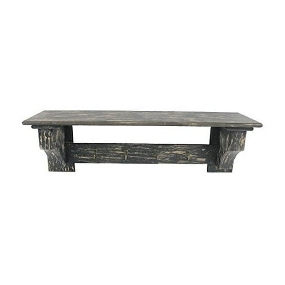 Wood Shelf With 4 Hooks