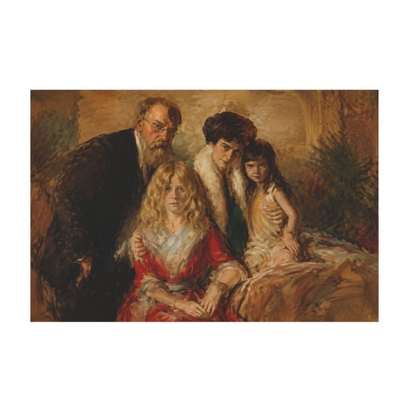 Vintage Black and Gold Embossed Landscape and Family Portrait Canvas Wall Art Frame 12*18in