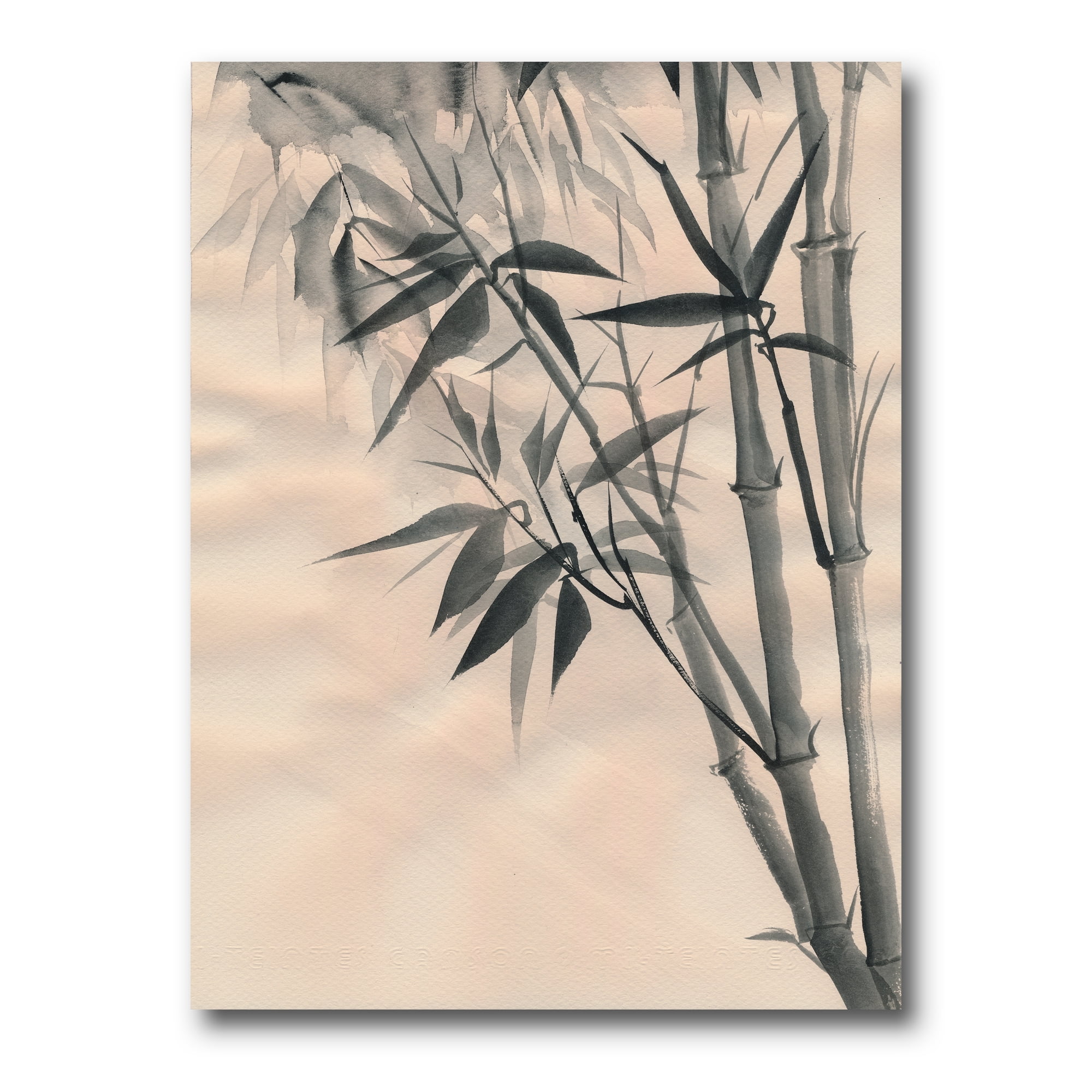 Vintage Black and White Bamboo I 8 in x 12 in Painting Canvas Art Print, by Designart