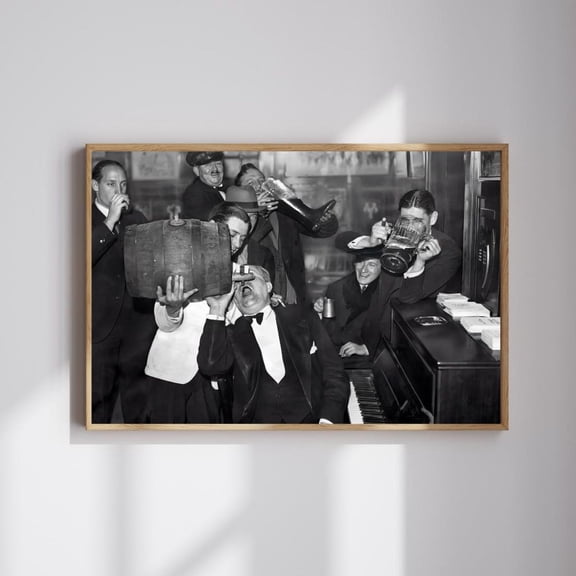 Vintage Black and White Party Wall Art Classic Bar Scene Retro ing Photo Old School Humor Decor, Unframed Canvas