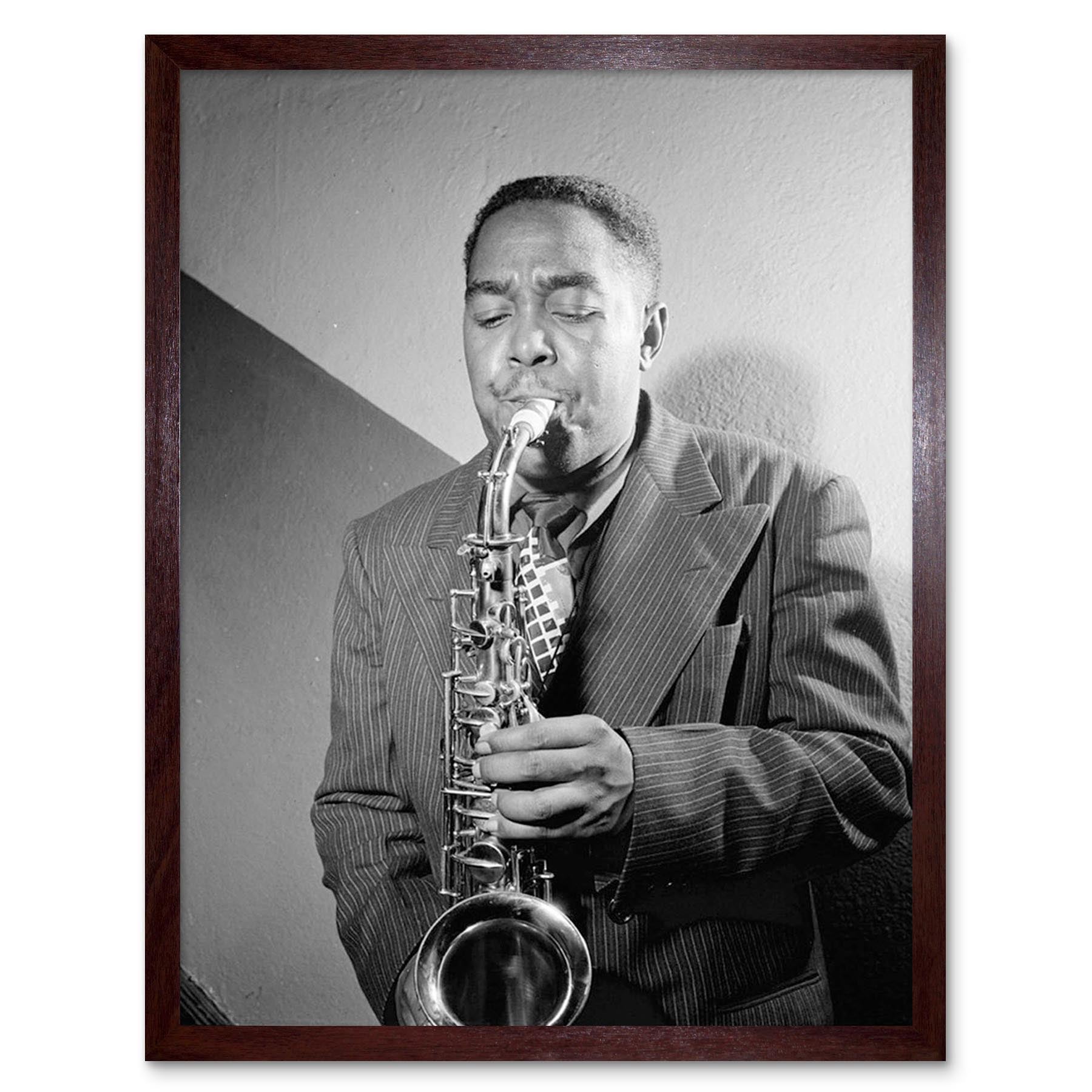 Vintage Black and White Photograph Portrait Saxophone Jazz Player