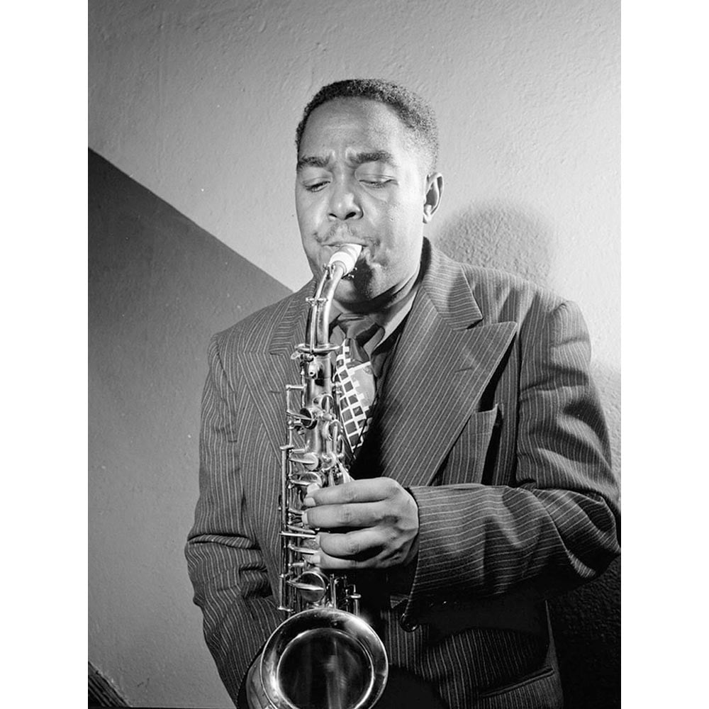 Vintage Black and White Photograph Portrait Saxophone Jazz Player