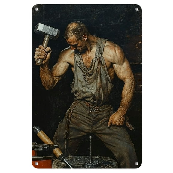 Vintage Blacksmith Workshop Metal Sign - High-Quality Iron Wall Art for Indoor &amp; Outdoor Decor, Retro Style HD Printed Iron for Bars, Clubs, Cafes, Restaurants, Home &amp 8x12 inch - Set of 1